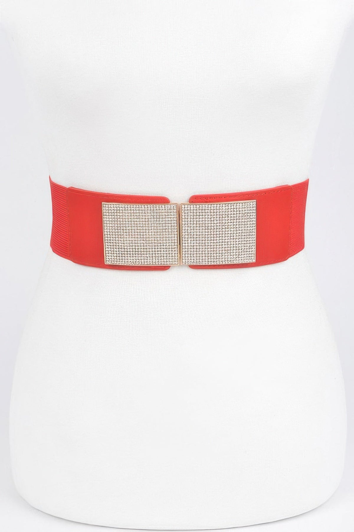 Rhinestone Metal Buckle Stretch Belt