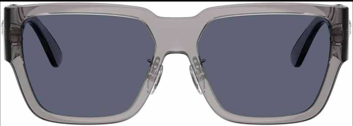 Men's Rectangular Sunglasses In Grey Transparent Dark