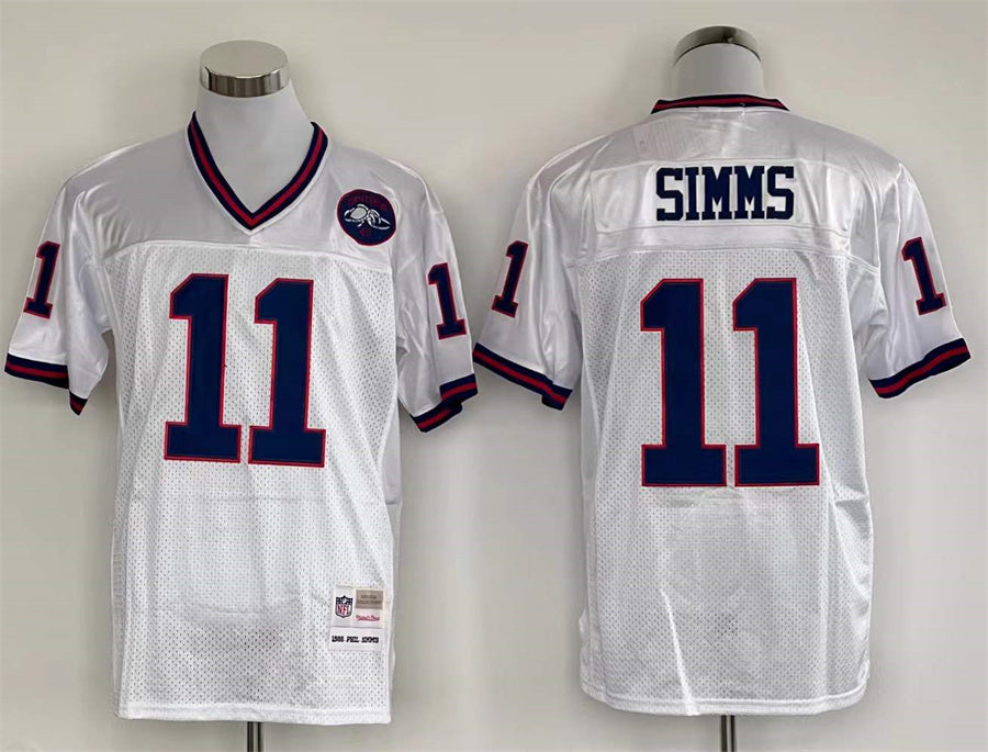 Men's New York Giants Phil Simms Mitchell & Ness White Legacy Replica Jersey1
