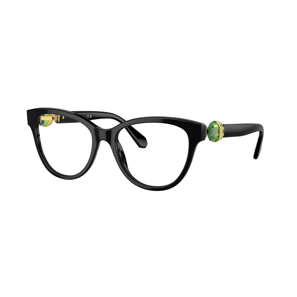 Cat-Eye Sunglasses With Green Crystal Accents