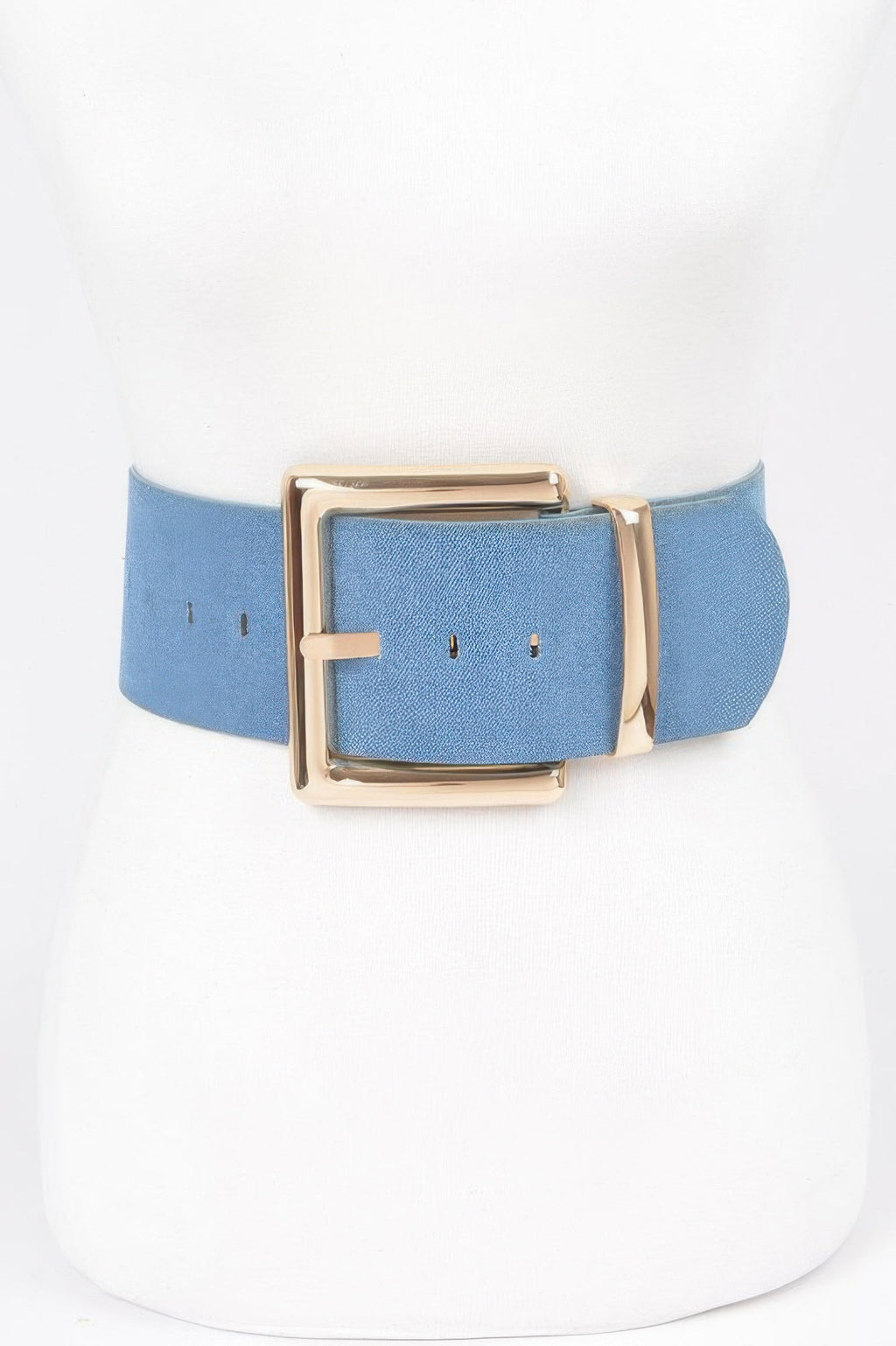Oversized Metal Buckle Denim Waist Belt