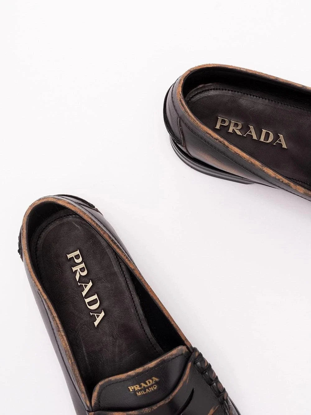 Prada Men Antiqued Leather Loafers