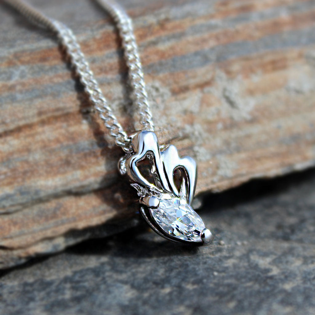 Rhodium Plating Brass Pendant Chain with AAA CZ in Clear