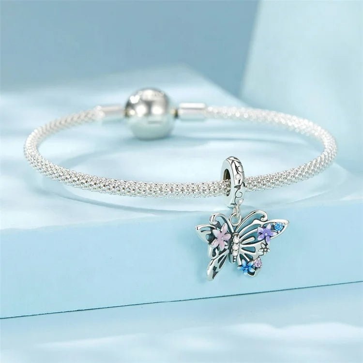 Floral Butterfly Dangle Charm