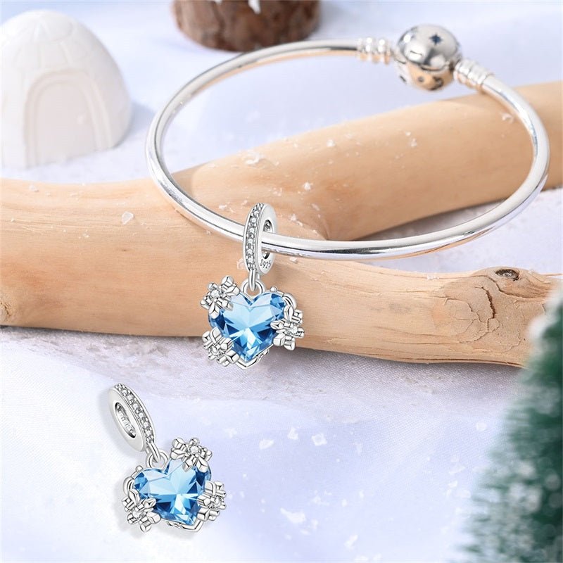 Frozen Heart Snowflake Dangle Charm