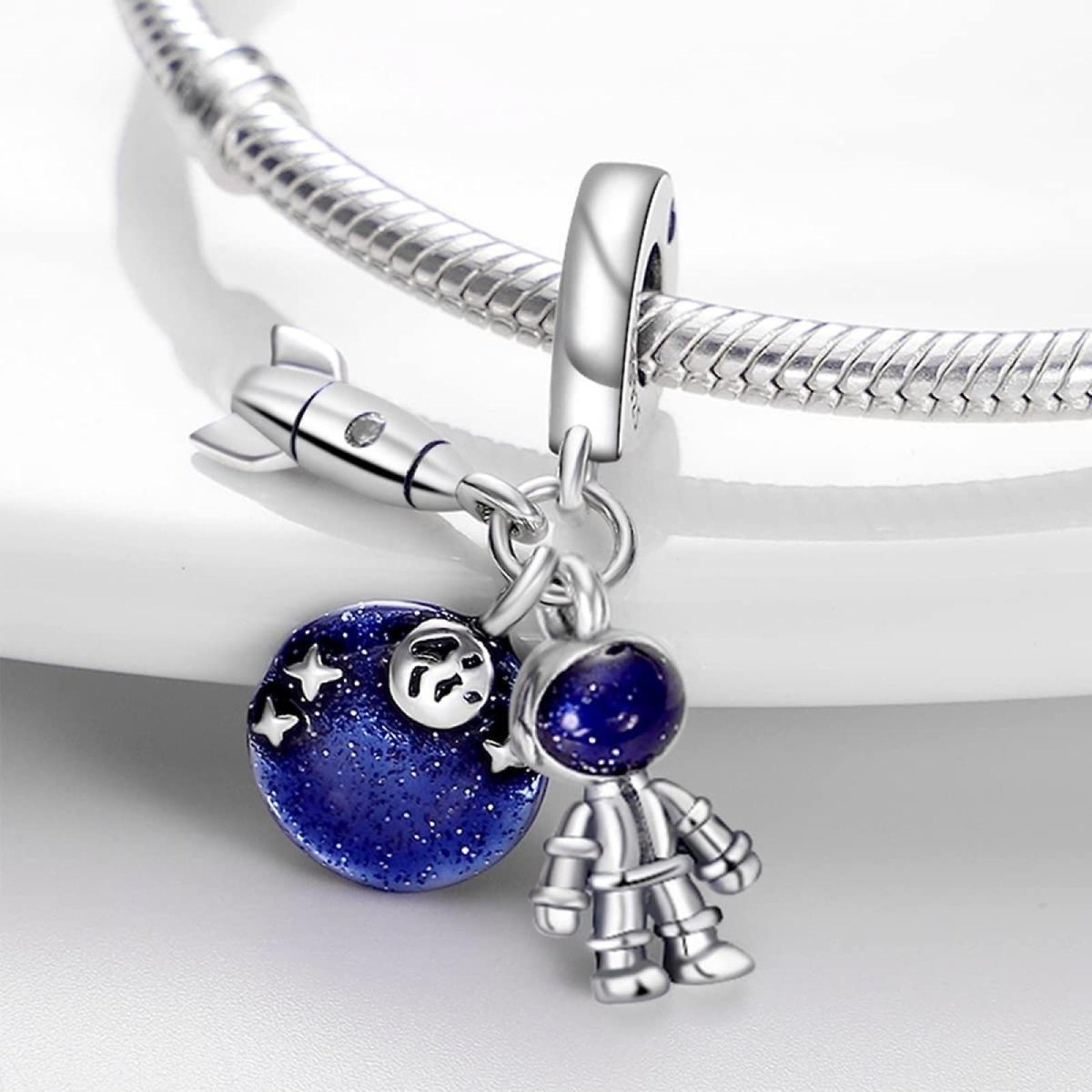 Galactic Rocket, Planet, and Astronaut Charm