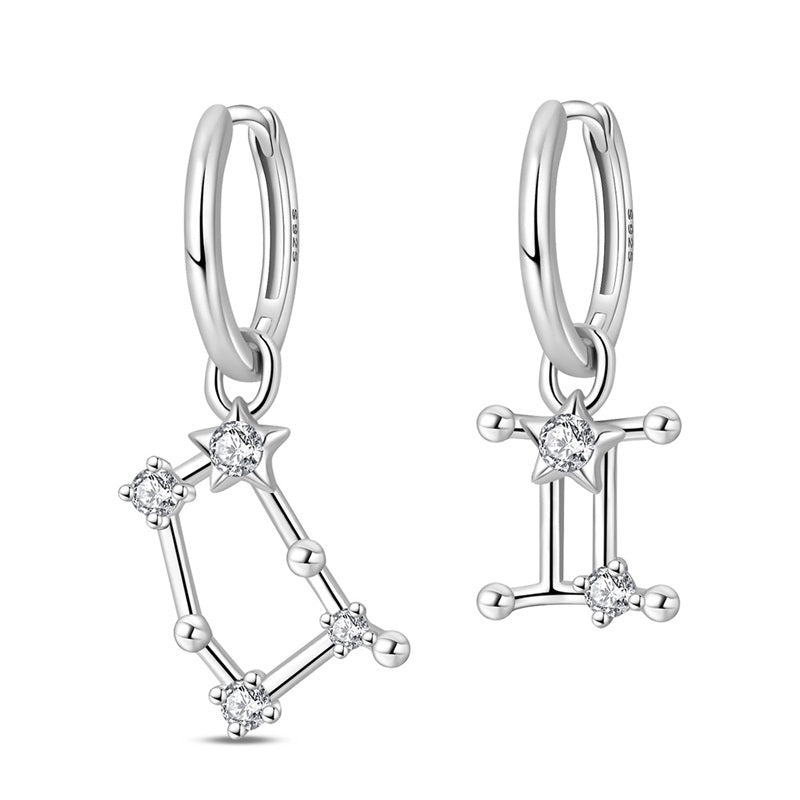 Gemini Constellation Zodiac Hoop Earrings