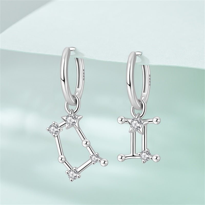 Gemini Constellation Zodiac Hoop Earrings