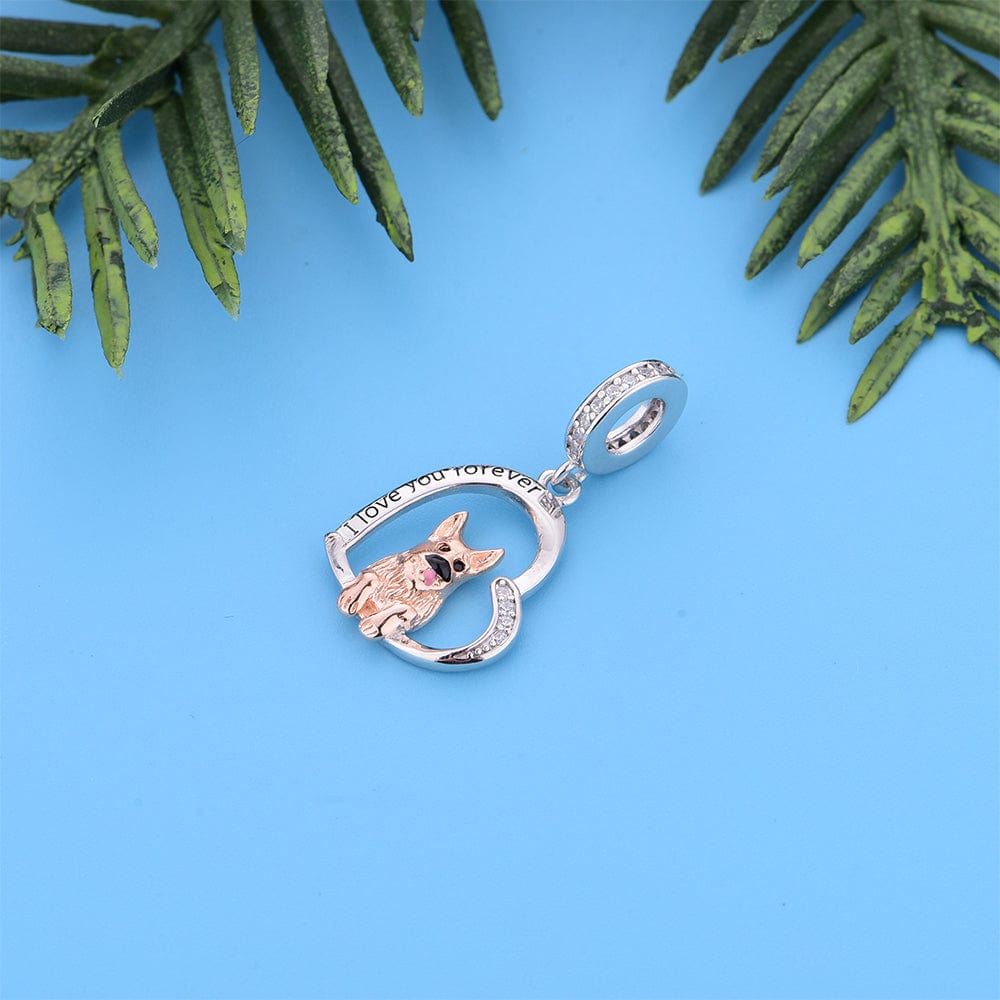 German Shepherd Dog Heart Charm