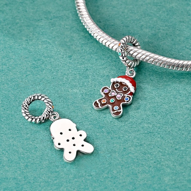 Gingerbread Man with Santa Hat Dangle Charm