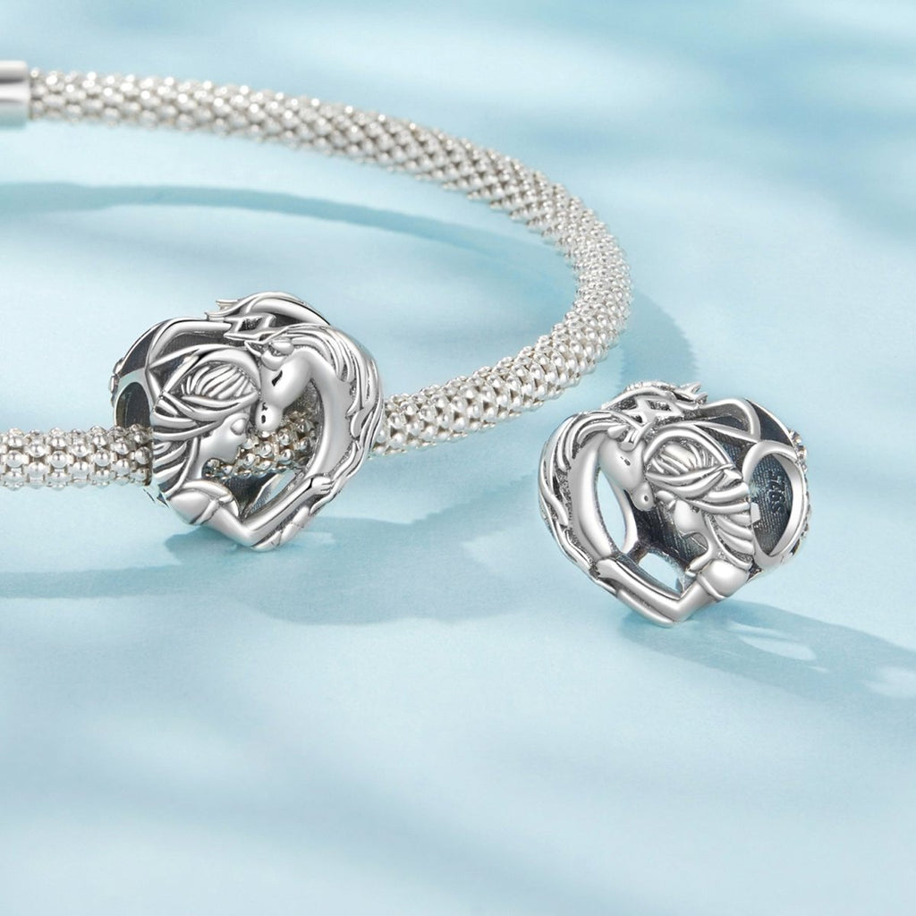 Girl & Horse Heart-Shaped Charm