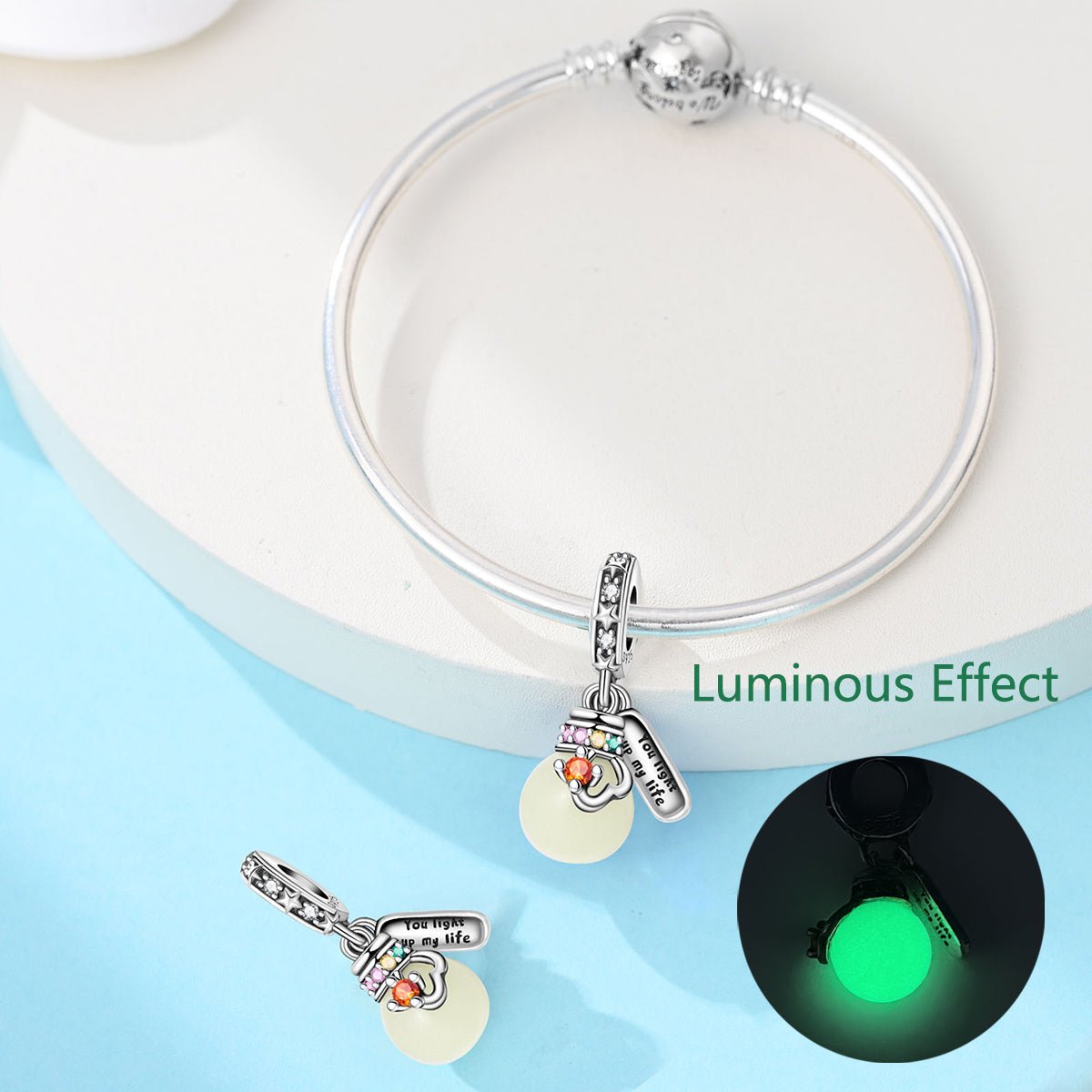 Glow-in-the-dark Lightbulb Double Dangle Charm