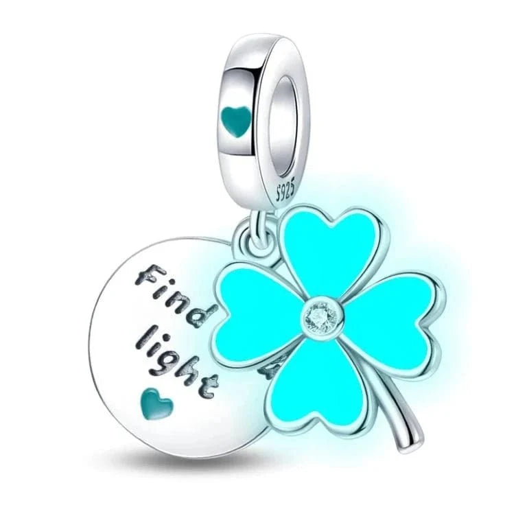 Glow in the Dark Luminous 4 Leaf Clover Dangle Charm
