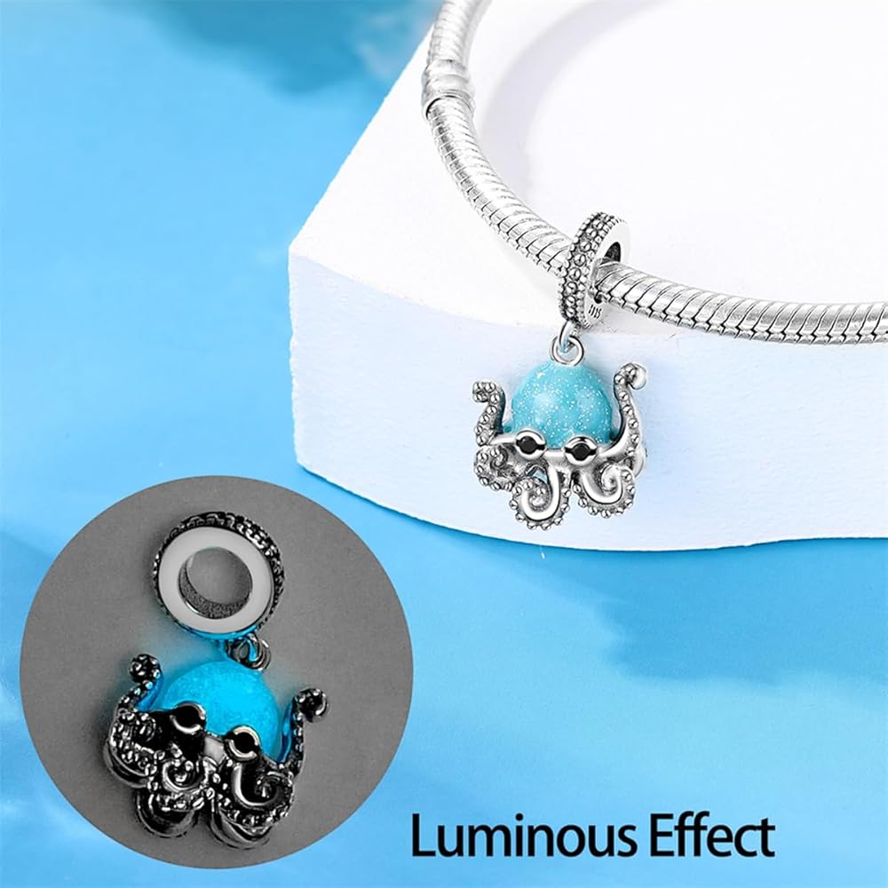 Glow in the Dark Luminous Octopus Dangle Charm