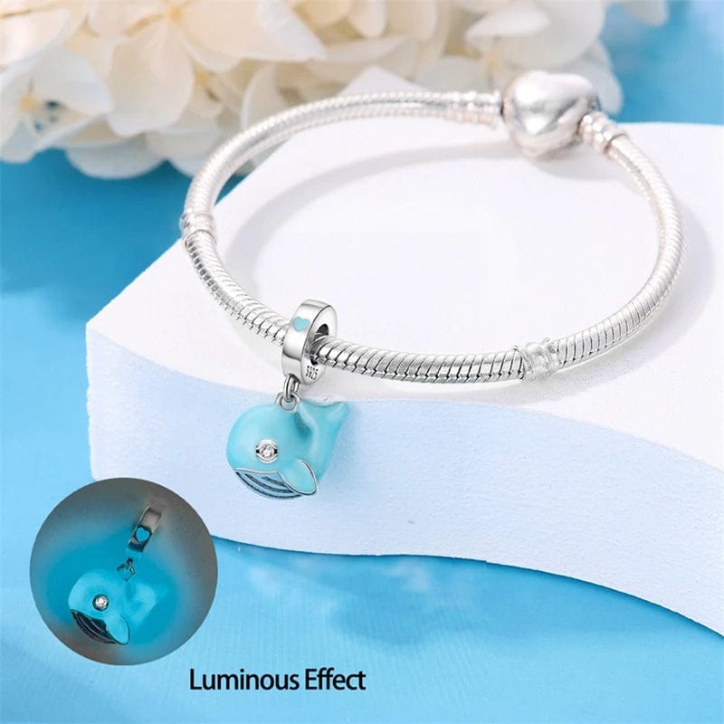 Turquoise-colored Whale Dangle Charm