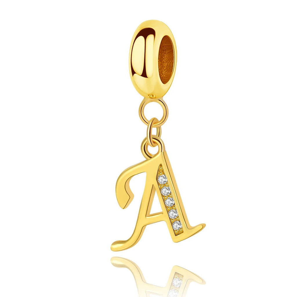 Gold Initial Letter A~Z Alphabet Dangle Charms