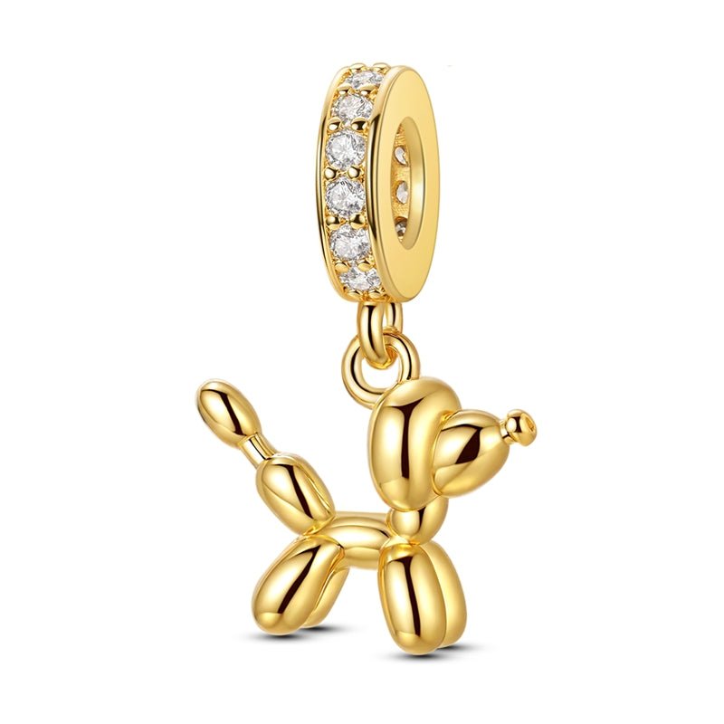 Golden Balloon Dog Dangle Charm