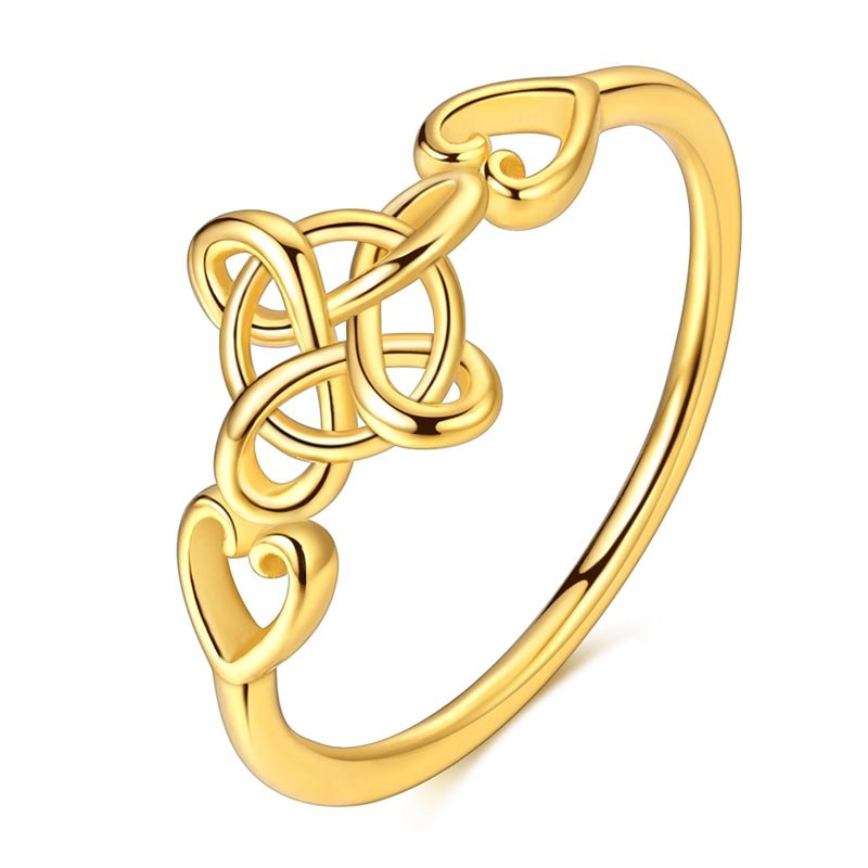 Golden Celtic Heart Knot Ring