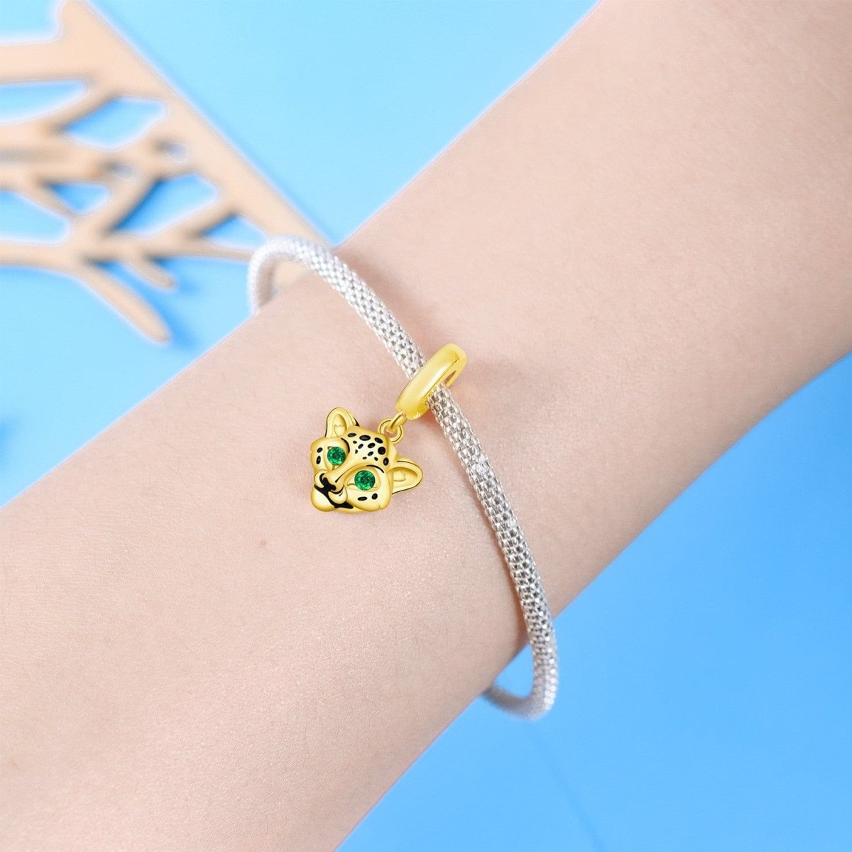 Golden Cheetah Dangle Charm