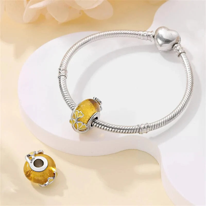 Golden Ginkgo Leaf Charm