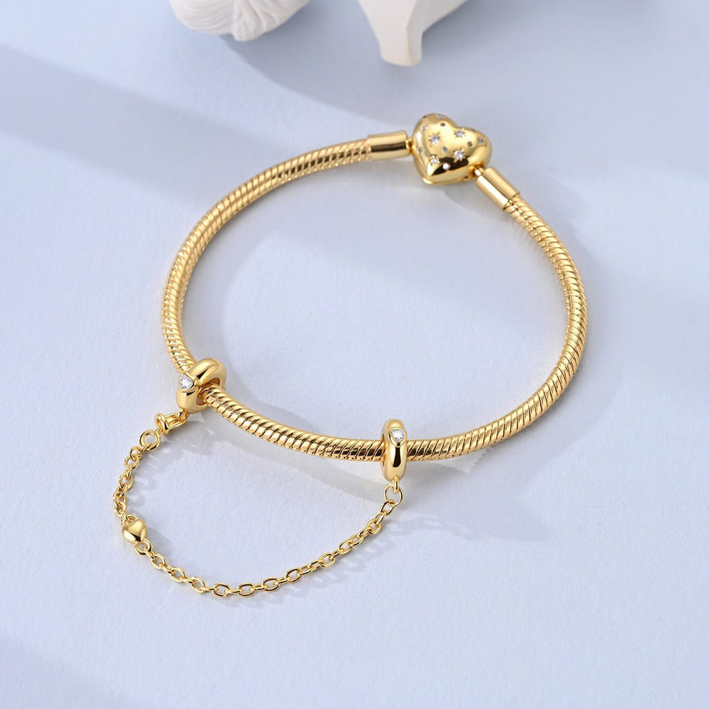 Golden Heart Safety Chain Charm