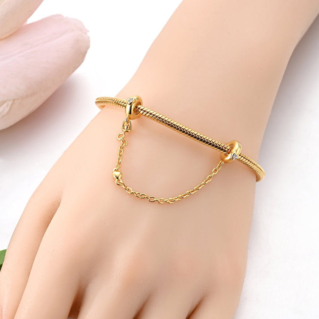 Golden Heart Safety Chain Charm