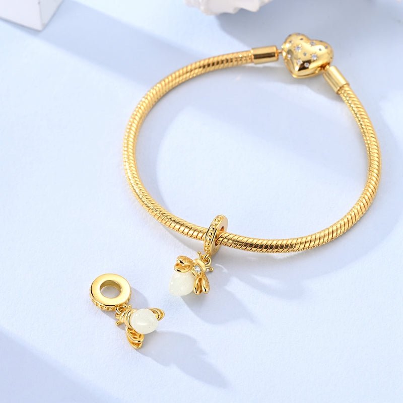 Golden Luminous Bee Dangle Charm