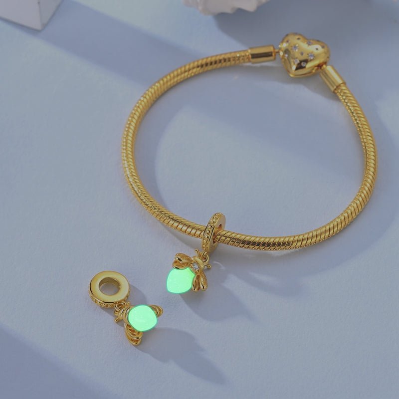 Golden Luminous Bee Dangle Charm