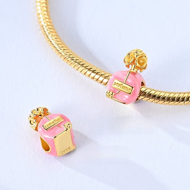 Golden Pink Perfume Bottle Charm