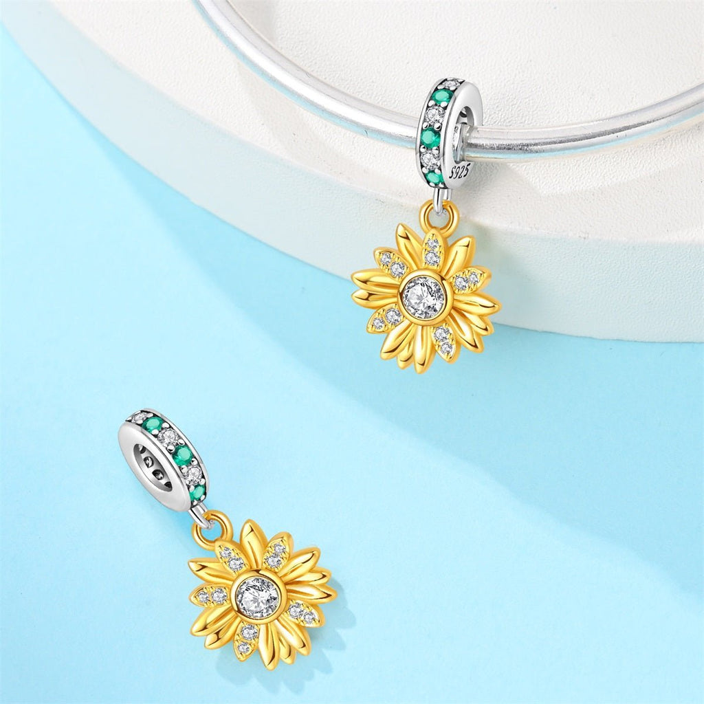 Golden Sunflower Bloom Dangle Charm