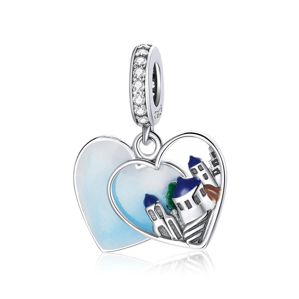 Greece Santorini Heart Dangle Charm