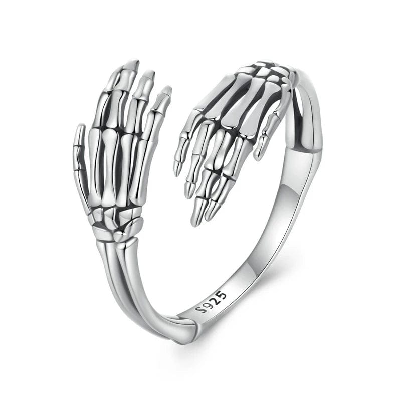 Halloween Skeleton Hands Hug Adjustable Ring