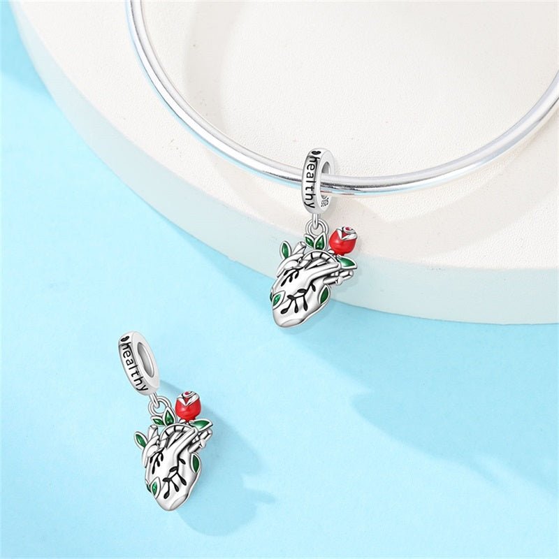Healthy Heart with Rose Dangle Charm