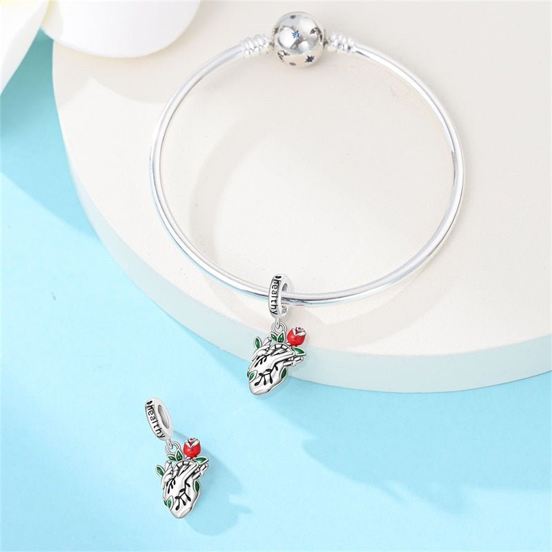 Healthy Heart with Rose Dangle Charm