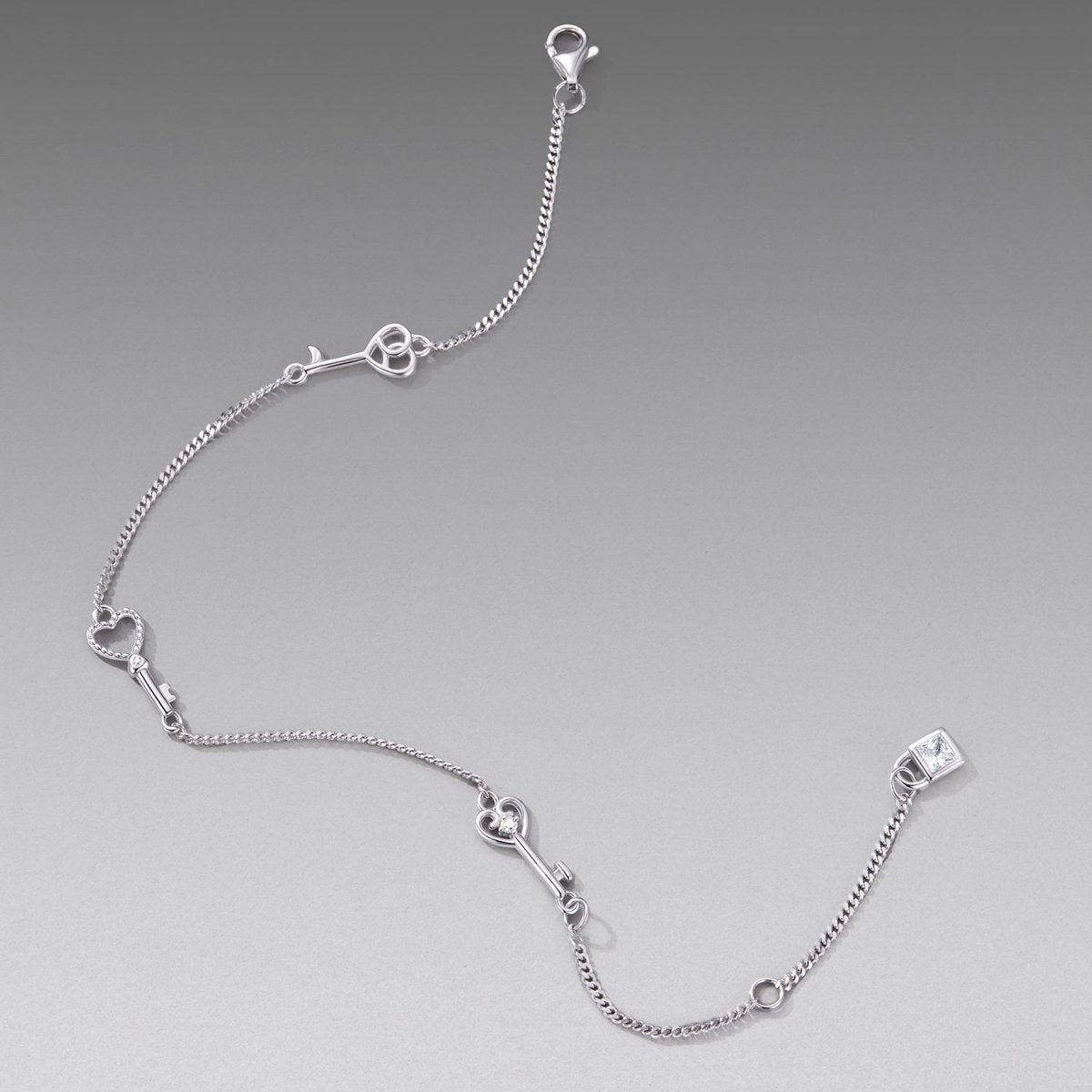 Heart Key Link Bracelet