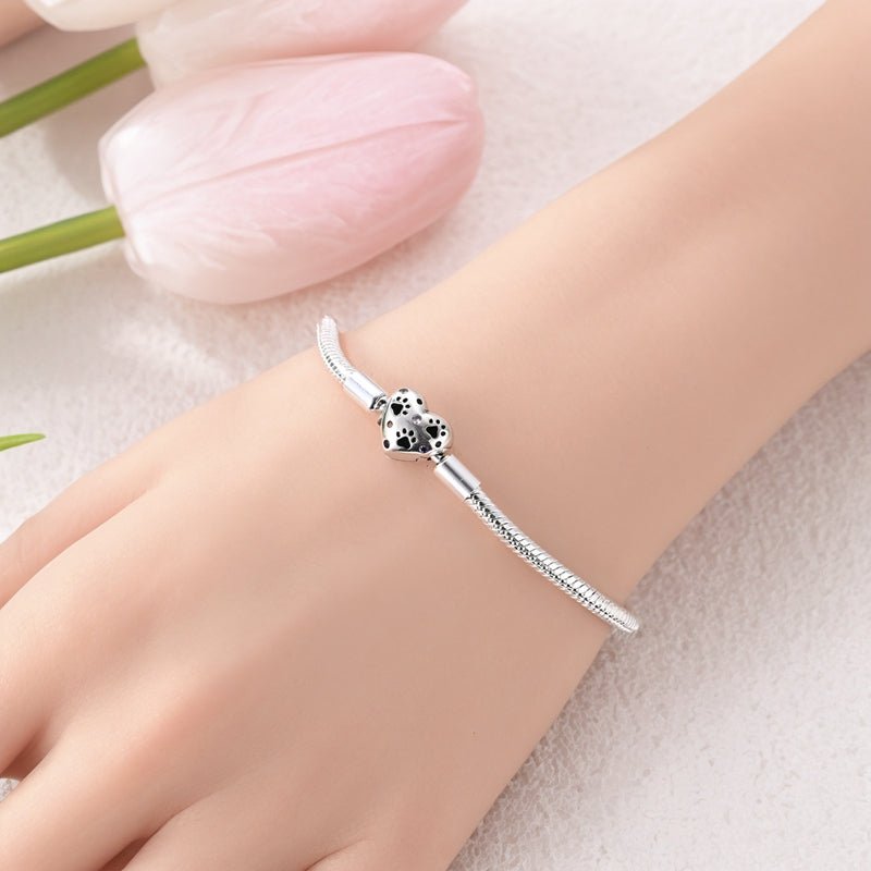 Heart Paw Print Charm Bracelet