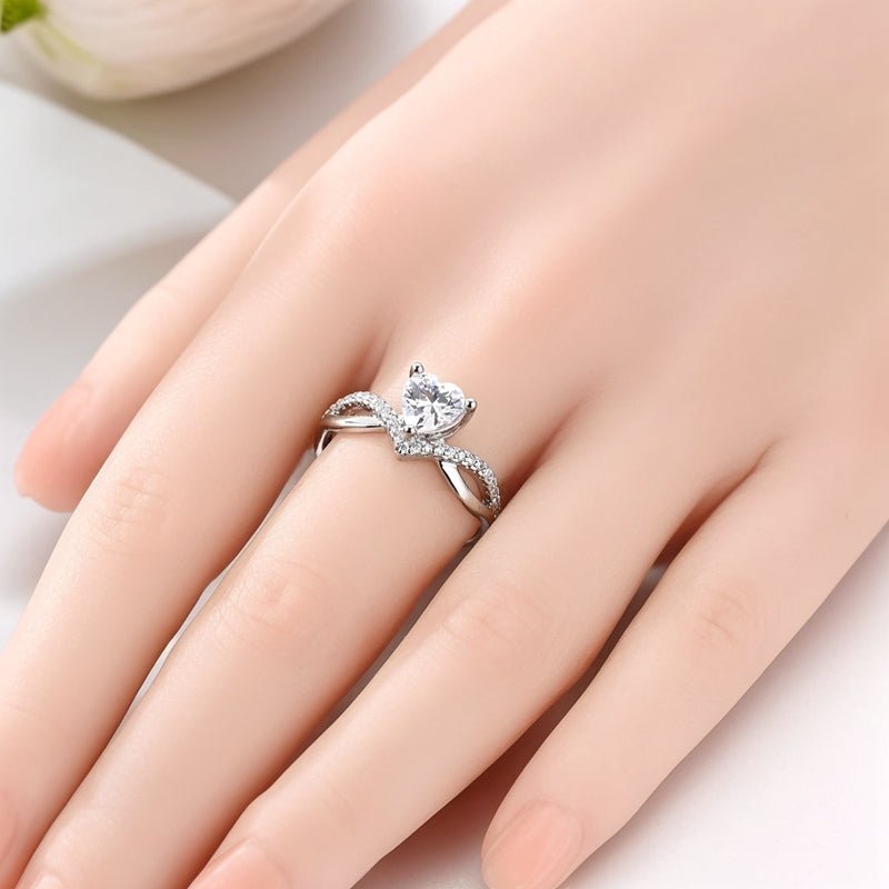 Heart-Shaped Solitaire Crystal Ring