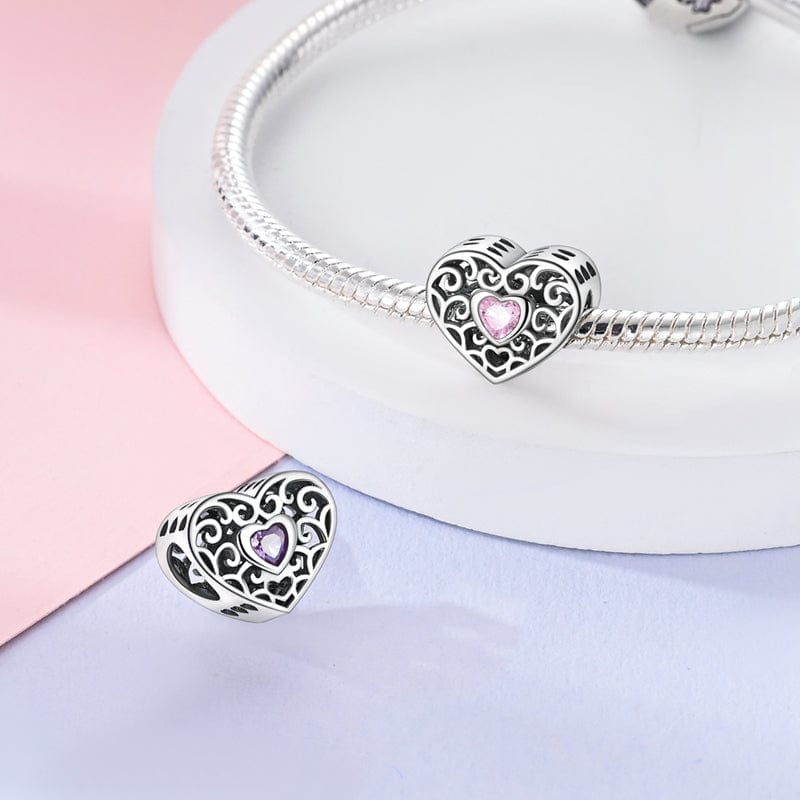 Heart with Pink Gem Charm