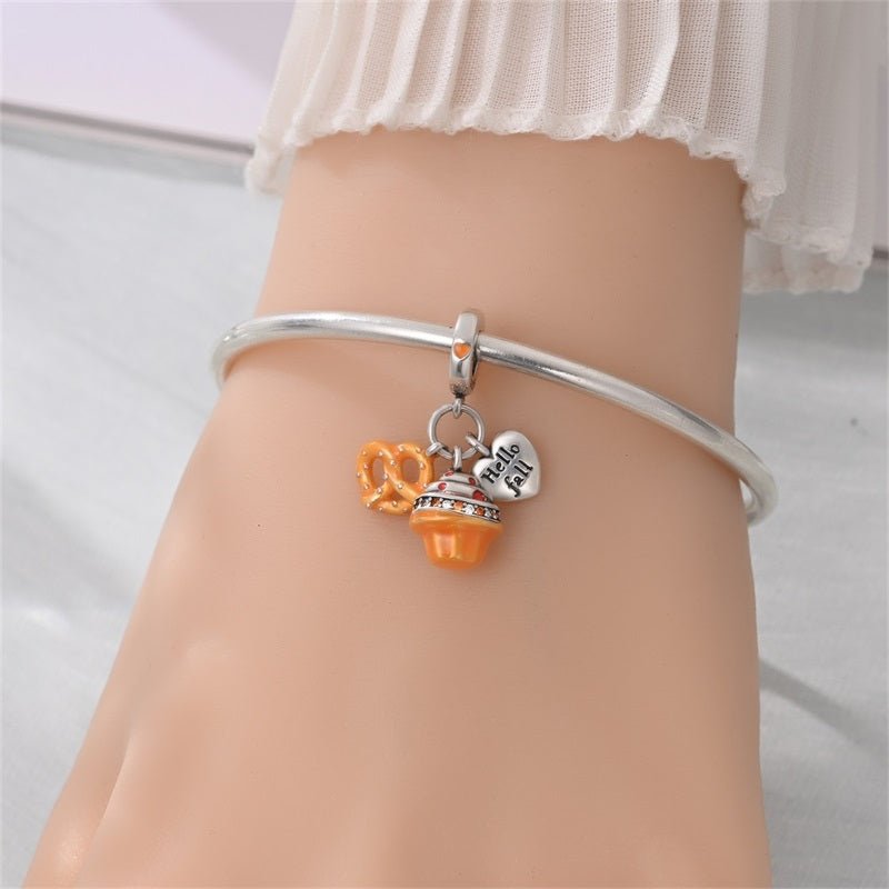 Hello Fall Cupcake & Pretzel Dangle Charm