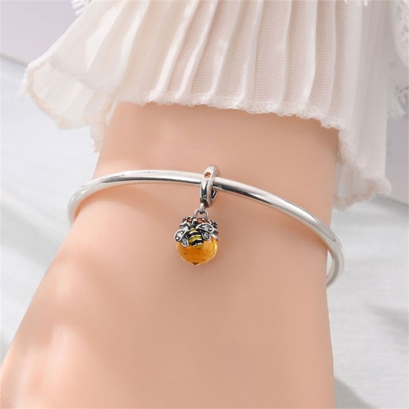 Honey Bee & Amber Honey Pot Dangle Charm
