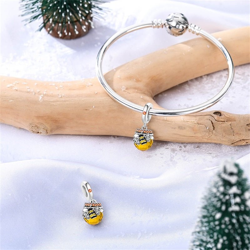 Honey Bee & Amber Honey Pot Dangle Charm