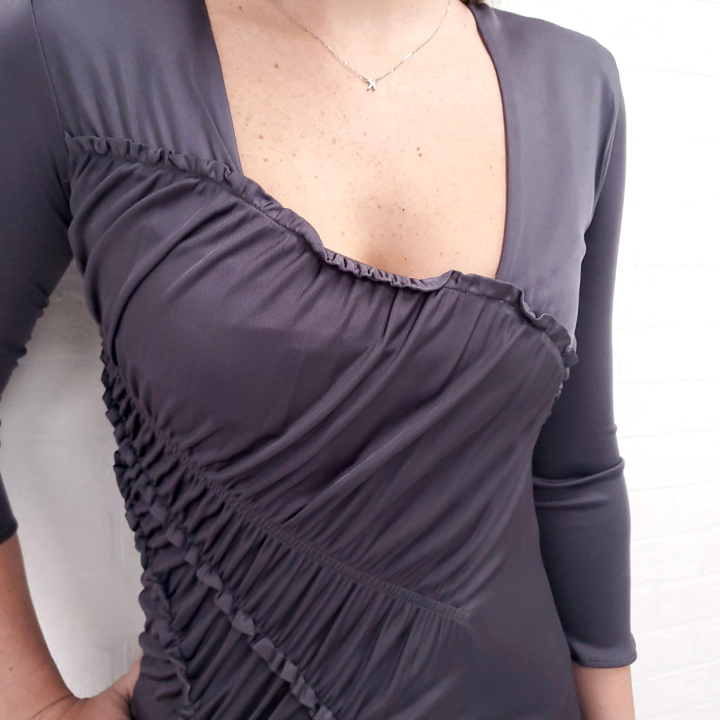 EMILIO PUCCI GREY ROUCHED DRESS - SIZE 6