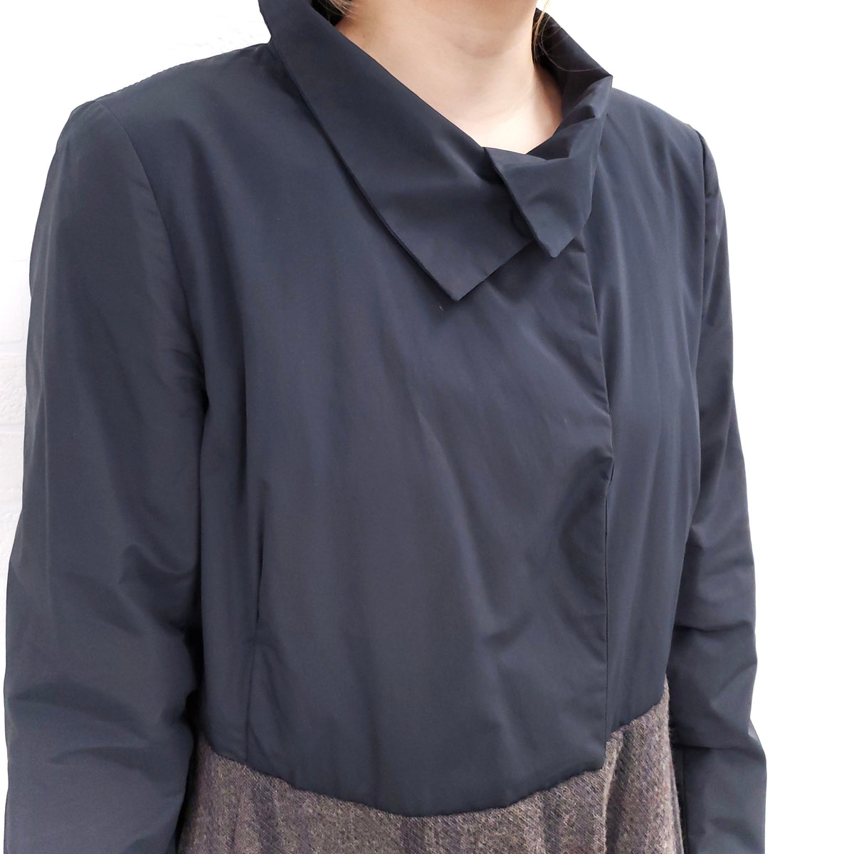 MARNI GREY NYLON COAT WITH WOOL BOTTOM - SIZE 44