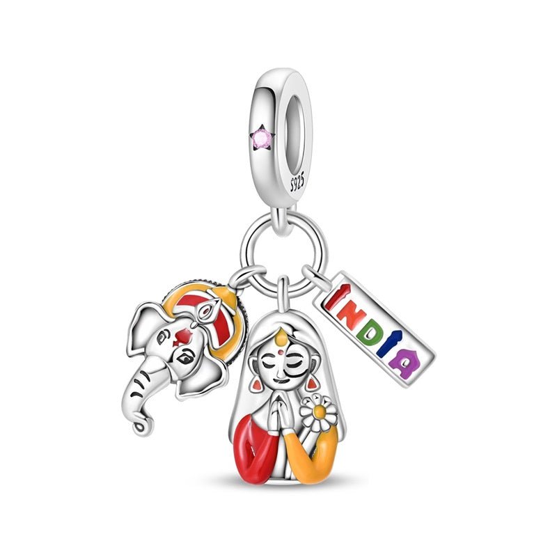 India Namaste, Ganesh & Flag Dangle Charm