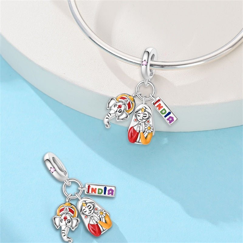 India Namaste, Ganesh & Flag Dangle Charm