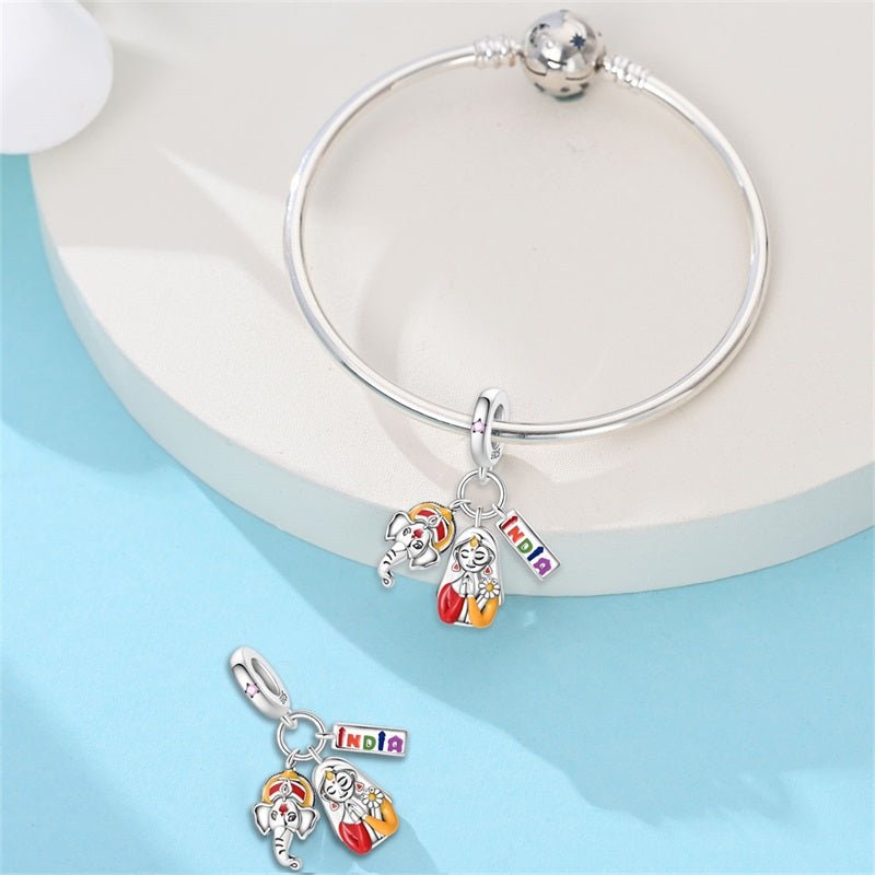 India Namaste, Ganesh & Flag Dangle Charm