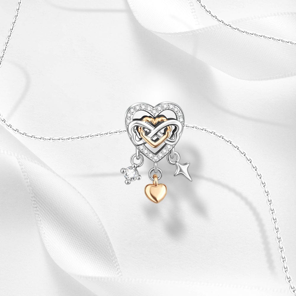 Two-tone Openwork Infinity Heart Charm