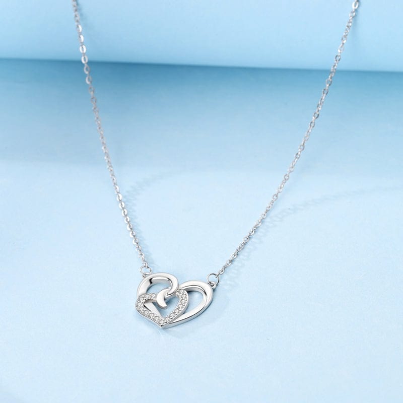 Interlocking Sparkling Hearts Pendant Necklace