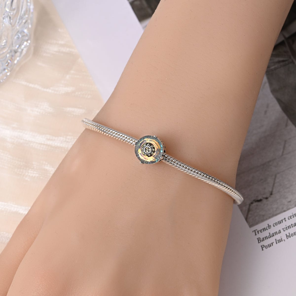 Iridescent Sunflower Crystal Charm