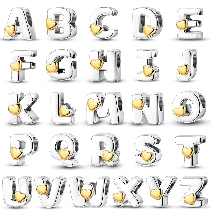 Gold Heart Letter A~Z Alphabet Charm